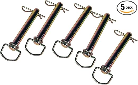 AgraLink 5 Pcs Swivel Hitch Pin 1" x 6-1/4" w/Clips - Zinc Plated, High Carbon Steel, Trailer Hitch Safety & Security Pin for Tractors