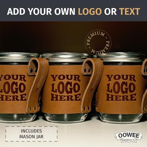 Oowee Products Oowee Customizable Genuine Leather Sleeve + Wide Mouth Mason Jar Set thumb #4