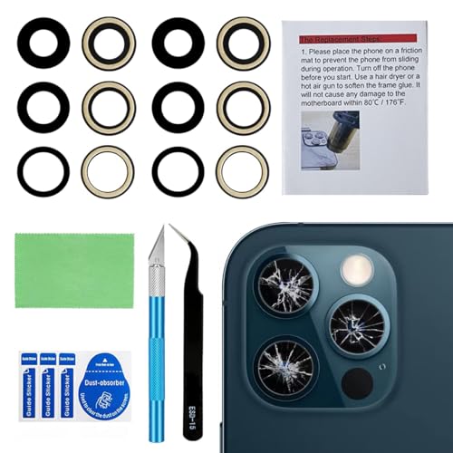 Perzework 2 Set Original Back Rear Camera Lens Glass Replacement for iPhone 12 Pro Max 6.7-inches with pre-Installed Adhesive and Reparing Toolkit