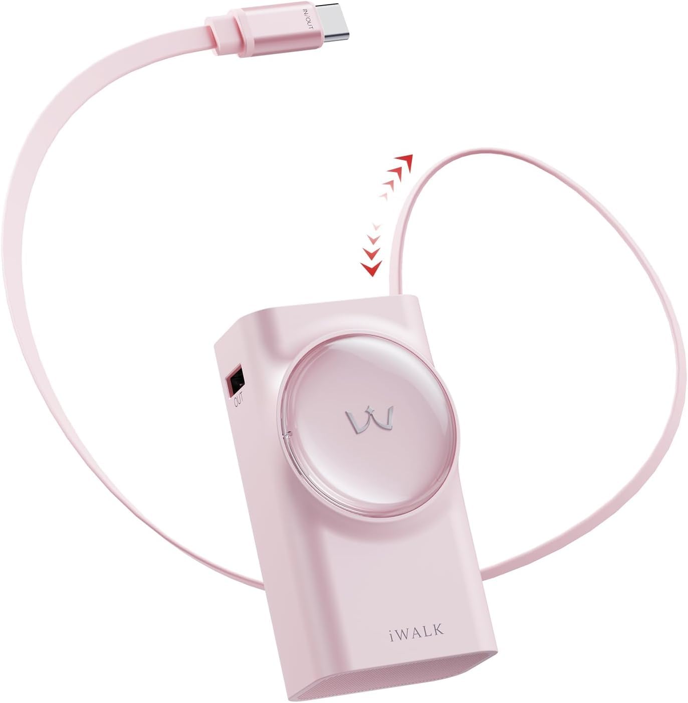 iWALK Portable Charger 10000mAh, 30W Fast Charging Power Bank with Built-in 2.3ft USB-C Retractable Cable, Battery Pack with 3 Outputs, Compatible with iPhone 16/15,Samsung Galaxy S25/24,iPad