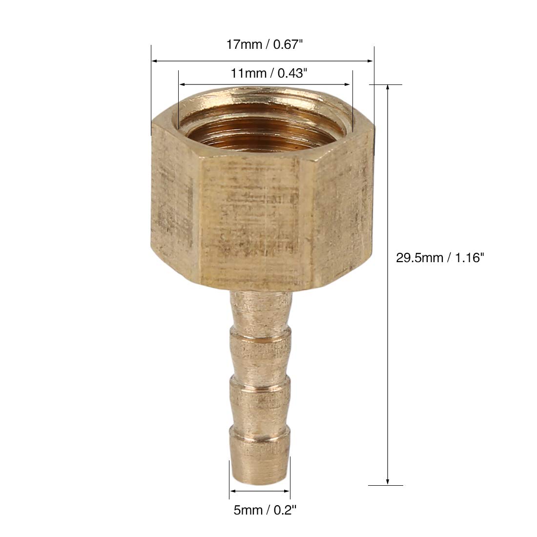 X AUTOHAUX 5 szt. tulejka do węża samochodowego mosiądz ID X 1/4'' NPT gniazdo wąż 4mm