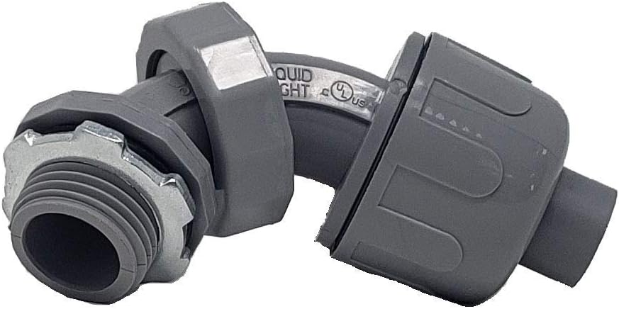 Sealproof 1/2 Inch 10 Pack Nonmetallic Liquid-Tight Multi-Angle Swivel Conduit Connector, UL Listed, 1/2" Dia