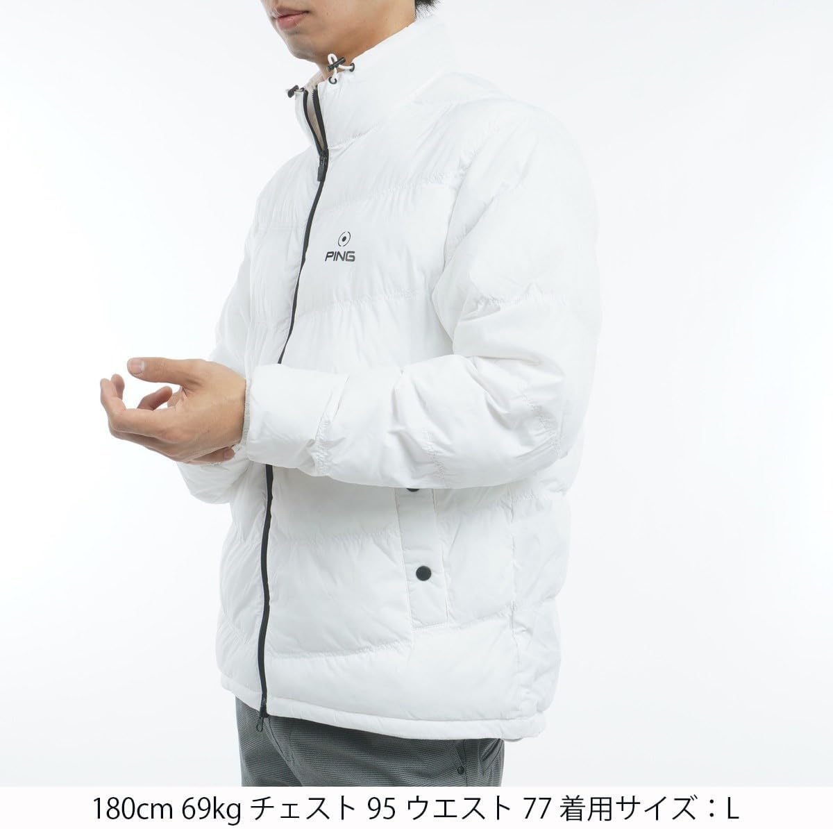 PING GOLFフルジップ中綿ブルゾン 全方向ストレッチ／ホワイト／Sサイズ PING GOLFフルジップ中綿ブルゾン 全方向ストレッチ／ホワイト／Sサイズ
