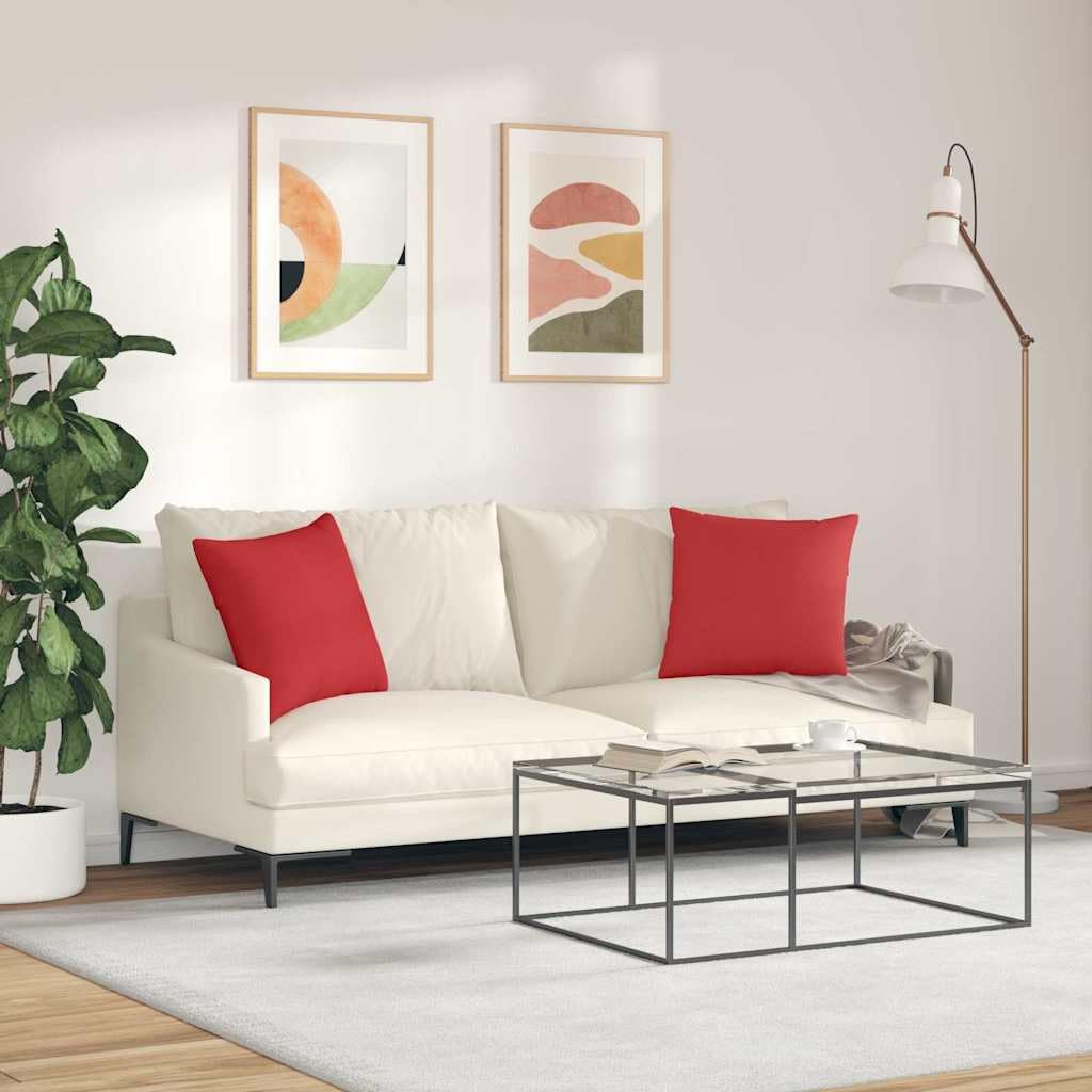 2 sztuki poduszek na sofę czerwona 45 x 45 cm ze zdejmowaną poszewką na poduszkę z gładkiego materiału do salonu