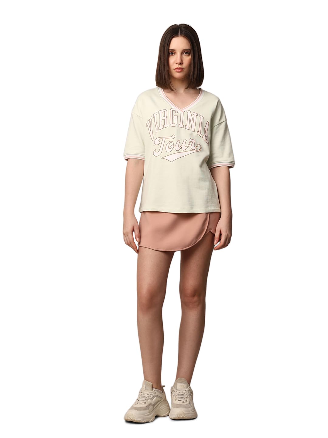only Women's Cotton Letter Print Regular Fit T-Shirt-picture-42