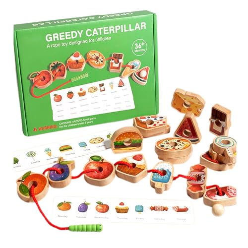 gifyym Seilperlen - Holzperlen - Perlen aus Holzschnüren | | Spiele und Sortieraktivitäten | Lernspielzeug für 3 und mehr |