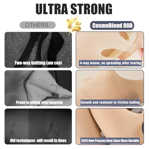 80D Tights for Women, 2 Pairs Control Top Microfiber Semi Transparent Pantyhose for Women2