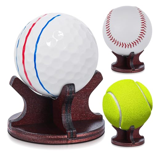 WinnerWhy 3 Pcs Wooden Golf Ball Display Stand for Desk, Stylish