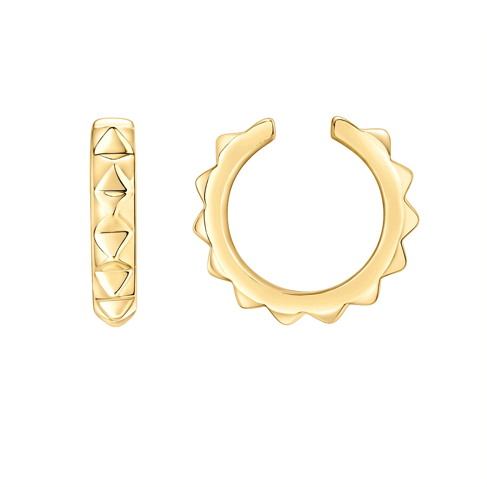 PAVOI 14K Gold Plated 925 Sterling Silver Round Huggie Ear Cuff Gold Earrings for Women | Clip On Cartilage Cuff Earrings