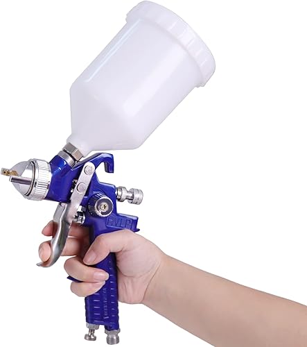 HVLP - Pistola pulverizadora de pintura de aire, pistola de pintura de retoque de alimentación por gravedad con boquilla de 0.055 in, taza de 600 cc