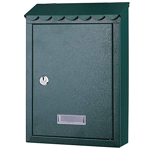 Bakaji Cassetta Postale da Parete in Acciaio Inox Buca Lettere per Posta da Esterno con Chiusura a Chiave (Verde)