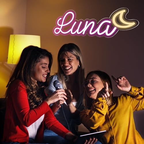 Image of Luna Name Neon Sign,LED Name Neon Light for Kids Bedroom,Birthday Party Decoration,Neon Sign Customizable for Wall Decor,Perfect Choice for Girls,Size 14.2 * 5.5 inches(JTD0174)