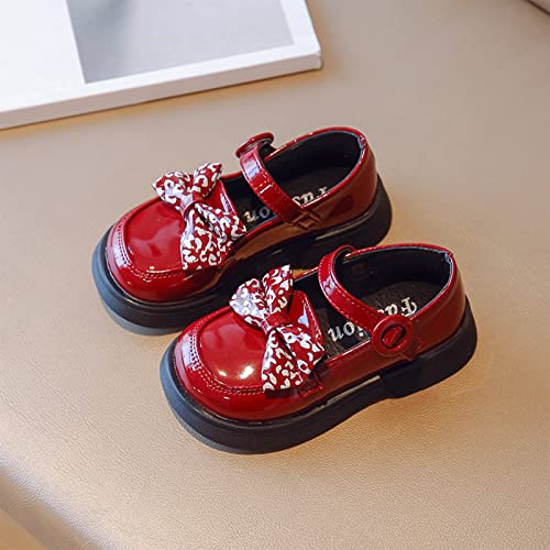 Fashion Spring and Summer Children Casual Shoes Girls Leather Shoes Thick Soles Non Slip Buckle Girls Snow Boots Size 6 (Red, 9.5-10 Years Big Kids)2