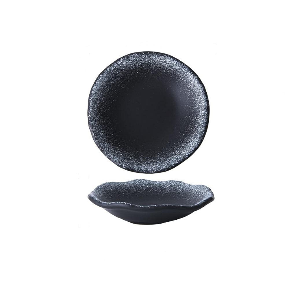 PORCN Dish Plate Creative Household Ceramic Japanese Tableware Steak Plate Western Round Fruit Salad Plate-C-7_inch