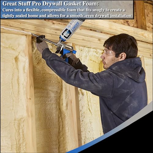 GREAT STUFF PRO Flexible Drywall Gasket - 18 oz, One Component, Water Based, Air Cured, Drywall Sealant. Pack of 12. for Use Only Gasket Dispensing Gun (Not Included)