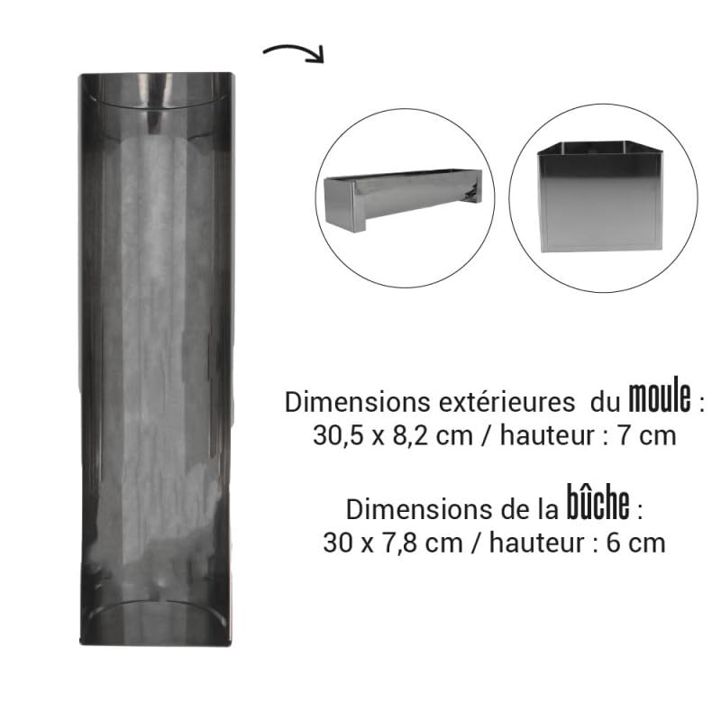 Kit pour bûche de Noël avec moule en acier inoxydable et 2 inserts en PVC