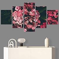 SIGNWIN 5 Panel Canvas Wall Art Pink Petals for Home Decorations Ready to Hang - 60