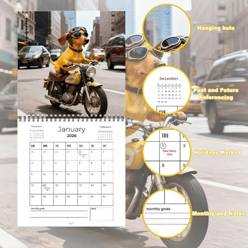2026 Welpen-Wandkalender, 20,8 x 20,8 cm, niedlicher dicker und stabiler Papierkalender zum Organisieren, hängende Wandkalender mit Hundebildern für Hundeliebhaber