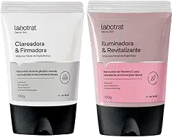 Kit Mascara Facial De Argila Branca + Rosa Clareadora Iluminadora Dermo Skin Labotrat 130g