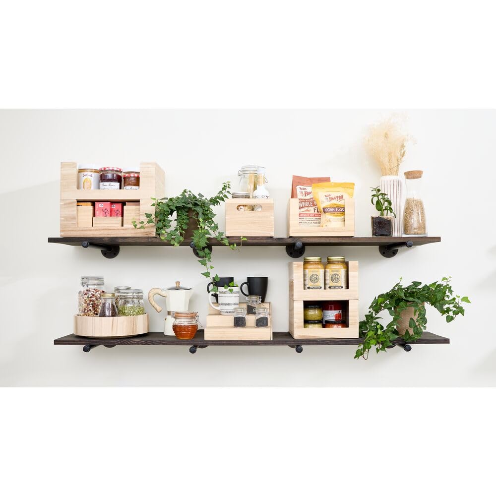 iDesign The Home Edit Series, Papelera mediana con asas, madera, natural