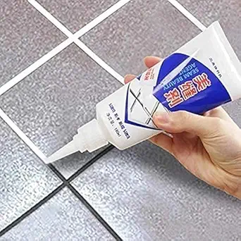 JAYVAL White Cement Paste Waterproof White Cement Paste Waterproof Tile Joint Filler Tiles Gap Filler Waterproof Bathroom Gap Filler For Bathroom Tiles Gap Filler Paste (180 Ml White)