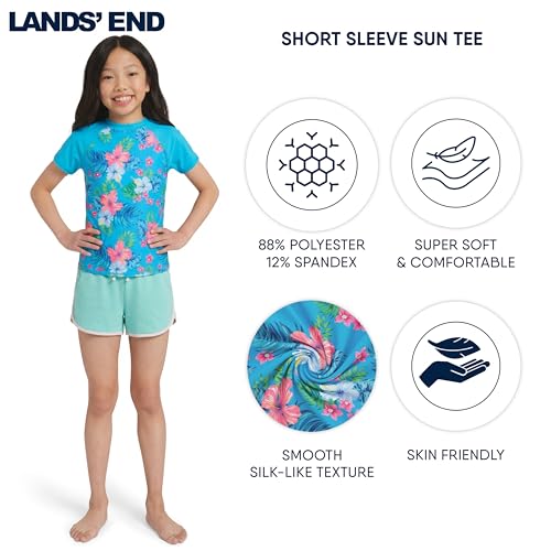 Image of Lands' End Girls' Swim UPF 50+ Short Sleeve Sun Tee Rash Guard Shirt
