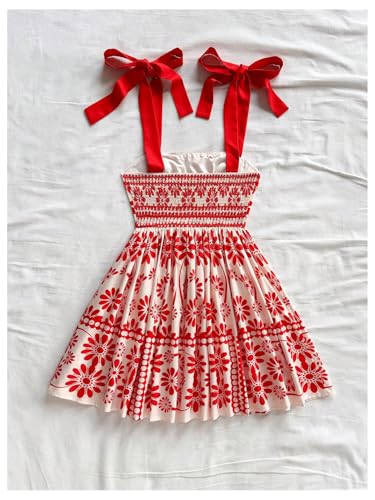 Image of Floerns Women's Summer Floral Print Tie Shoulder Cami Dress Flare Hem Boho Mini Dress