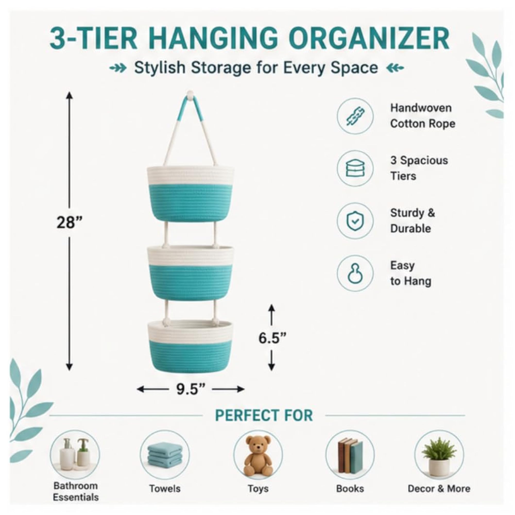 3-Tier Hanging Storage Basket Organizer