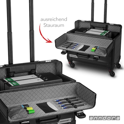 anndora 4 Rad Business Trolley TSA Office Alu Schwarz