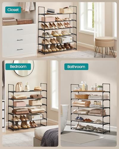 Image of SONGMICS Shoe Rack, 6-Tier Shoe Organizer, Metal Storage Shelf
