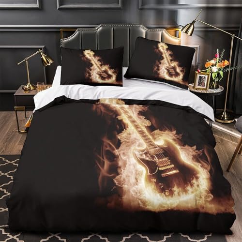 Housse de couette respirante motif flamme de roche en microfibre résistante pour lit double - 2
