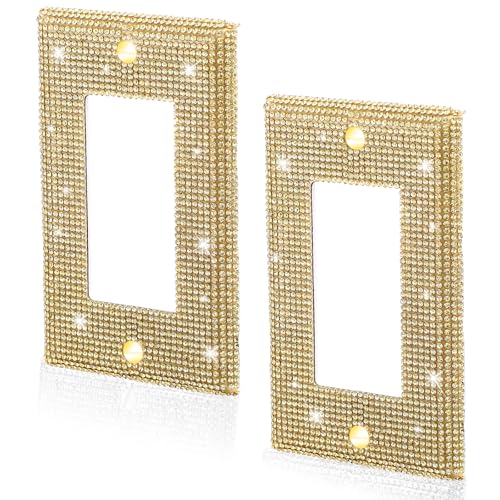 2 Pcs Gold Rhinestone Light Switch Covers