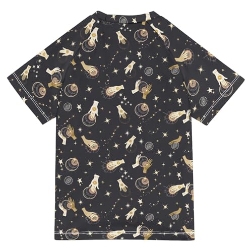 ALAZA Kids Rash Guard Boys Toddler Swim Shirts Short Sleeve Stars Witchy Hand UPF 50+ 3T2