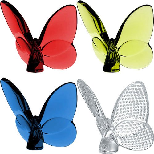 Baccarat Crystal Colorful Set Of Four Butterflies