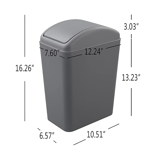 Miniatura 2 de Cand Paquete de 1 cubo de basura de cocina cubo de basura de plástico con tapa abatible 16 L gris