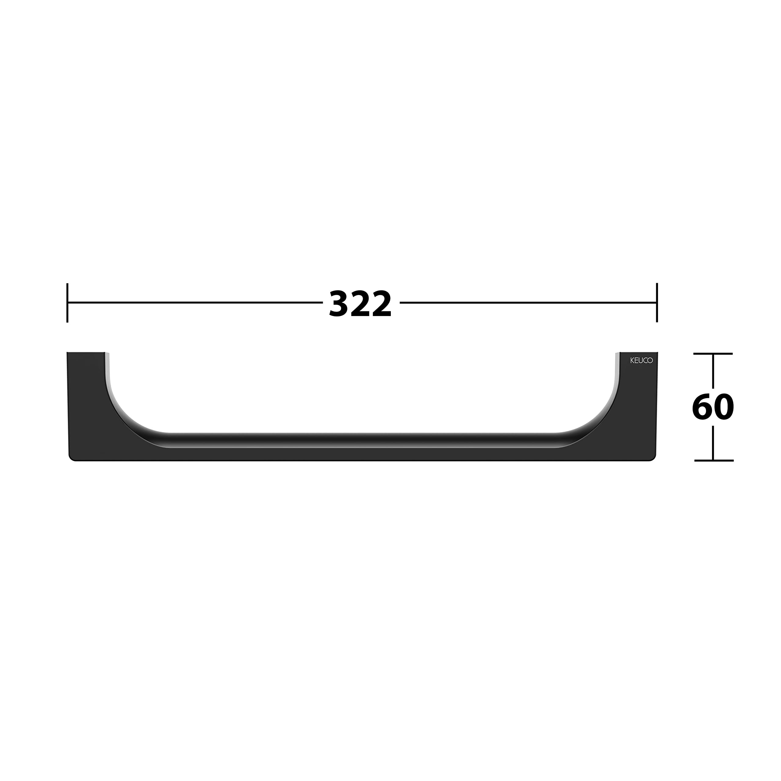 Keuco Edition 11 Maniglione 32 cm, nero opaco, portata fino a 115 kg | Made in Germany, per un facile accesso e una presa stabile nella vasca da bagno e sotto la doccia