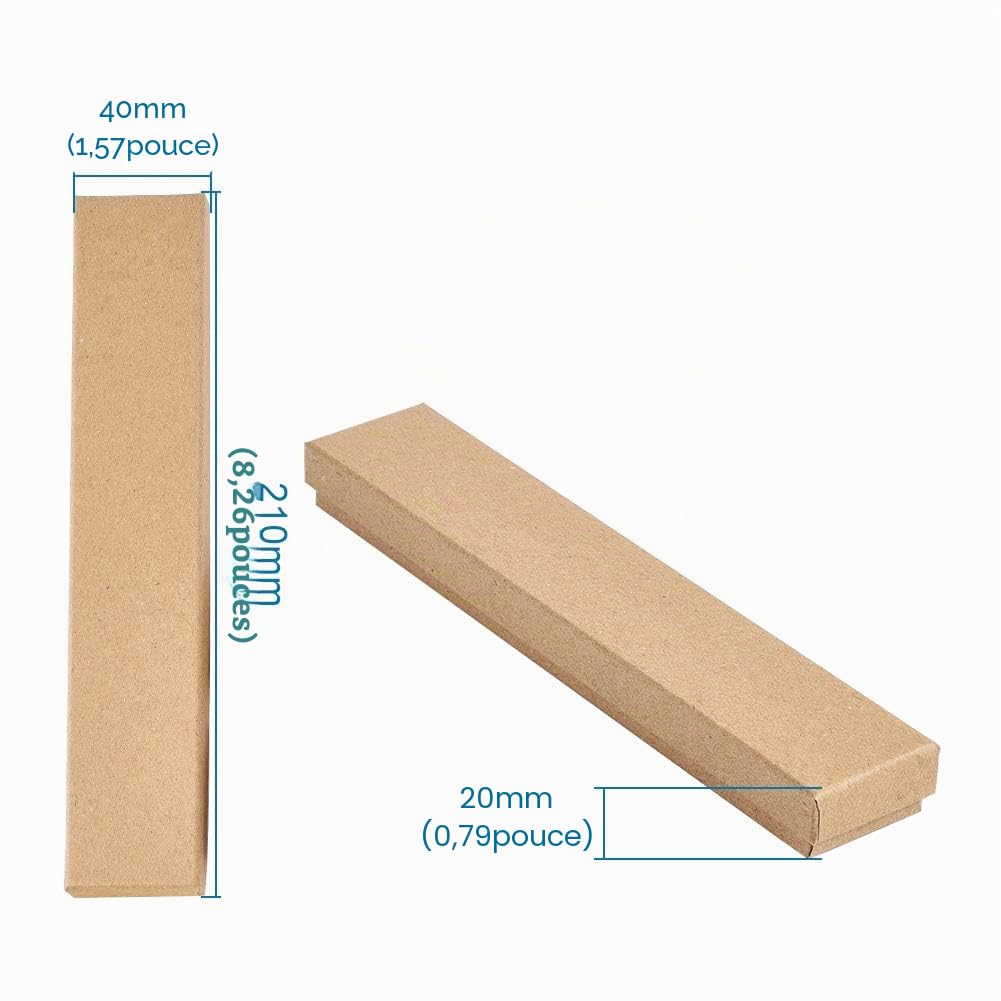 Craftdady Lot de 12 boîtes à bijoux rectangulaires en carton kraft marron avec couvercles pour colliers, montres, cadeaux