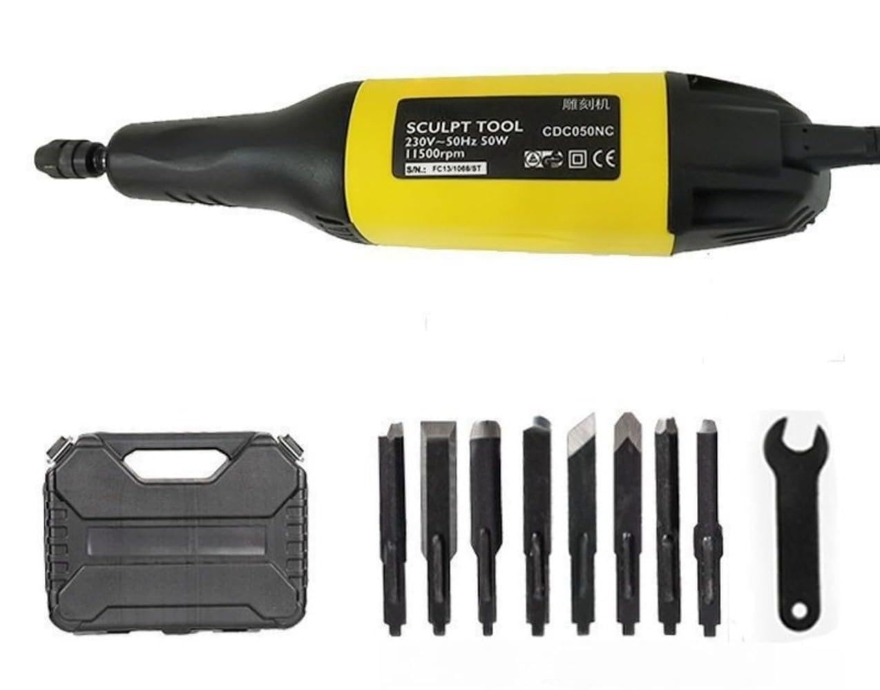 ZMBJ 電動木工彫刻刀 多機能交換刃 高回転モーター 木雕・根雕・銘板・盆栽彫刻工具 DIY 木工刻刀 電動彫刻機 安全ロック付き (カービングナイフ + 刃8種類)
