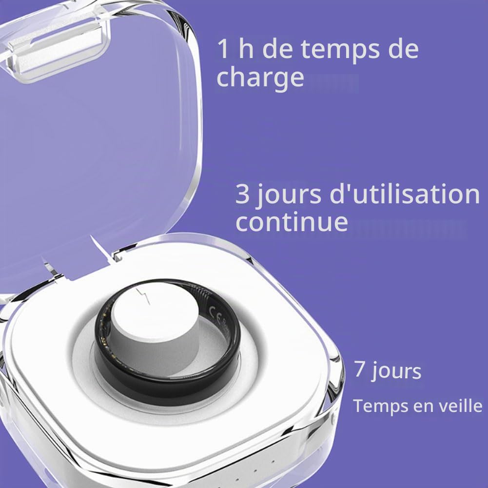Bague Connectée Homme Femme, Smart Ring Surveillance du Sommeil ECG Pression Artérielle Fréquence Cardiaque Comptage des Pas 5ATM+IP68 13#