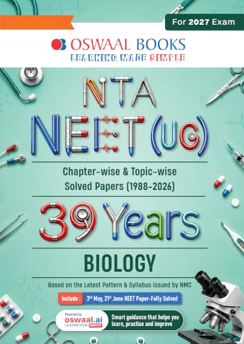 Image of Oswaal NEET 39 Years' Chapter-wise & Topic-wise Question Bank-Biology (1988-2026) |3rd May and 21 June 2026 Paper Fully Solved | With Revision Notes, Mind Maps & Mnemonics | Oswaal AI
