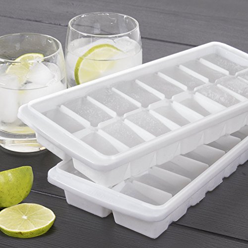 Pack Of 4 White Ice Cube Trays For Freezer I Large Ice Cube Trays For Ice Cube Bin I Best Ice Cube Molds To Fill Ice Bucket For Freezer I Easy Release Ice Maker For Freezer With 64 Square Ice Cubes #TOP2