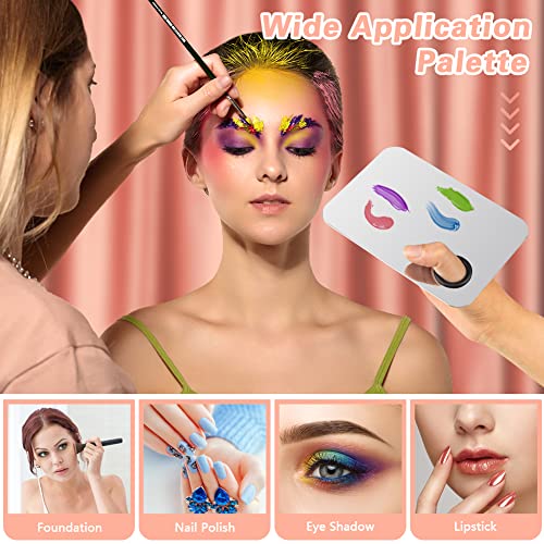 Aolso Stainless Steel Cosmetic Makeup Palette, 3Pcs Makeup Mixing Palette With Spatula Tool, Makeup Palette For Eye Shadow/Eyelash/Nail Art/Foundation, Palette Spatula Kit(Champagne) #TOP6