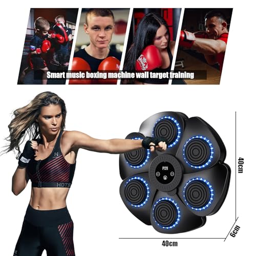 Image of Adult Musical Boxing Machine, Wall Mounted Music Boxing Machine with 9 Modes and Counting, Musical Boxing Machine with Boxing Gloves, Bluetooth Musicboxing for Children Home Training (A-Black)