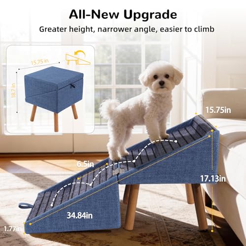 Image of Dog Stairs for Small Dogs, 2-in-1 Pet Steps & Ottoman