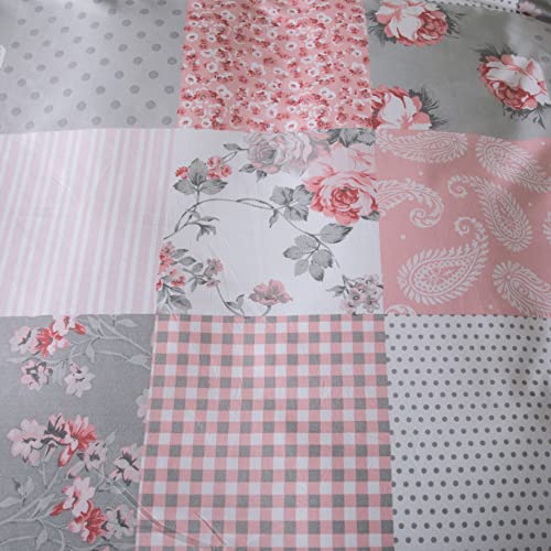 Best Linen 4 Piece Duvet Cover Set Microfiber Quilt Cover Pillow Case & Fitted Sheet Complete Bedding Set Easy Care Machine Wash Anti Allergic (Floral Grey - Image 3