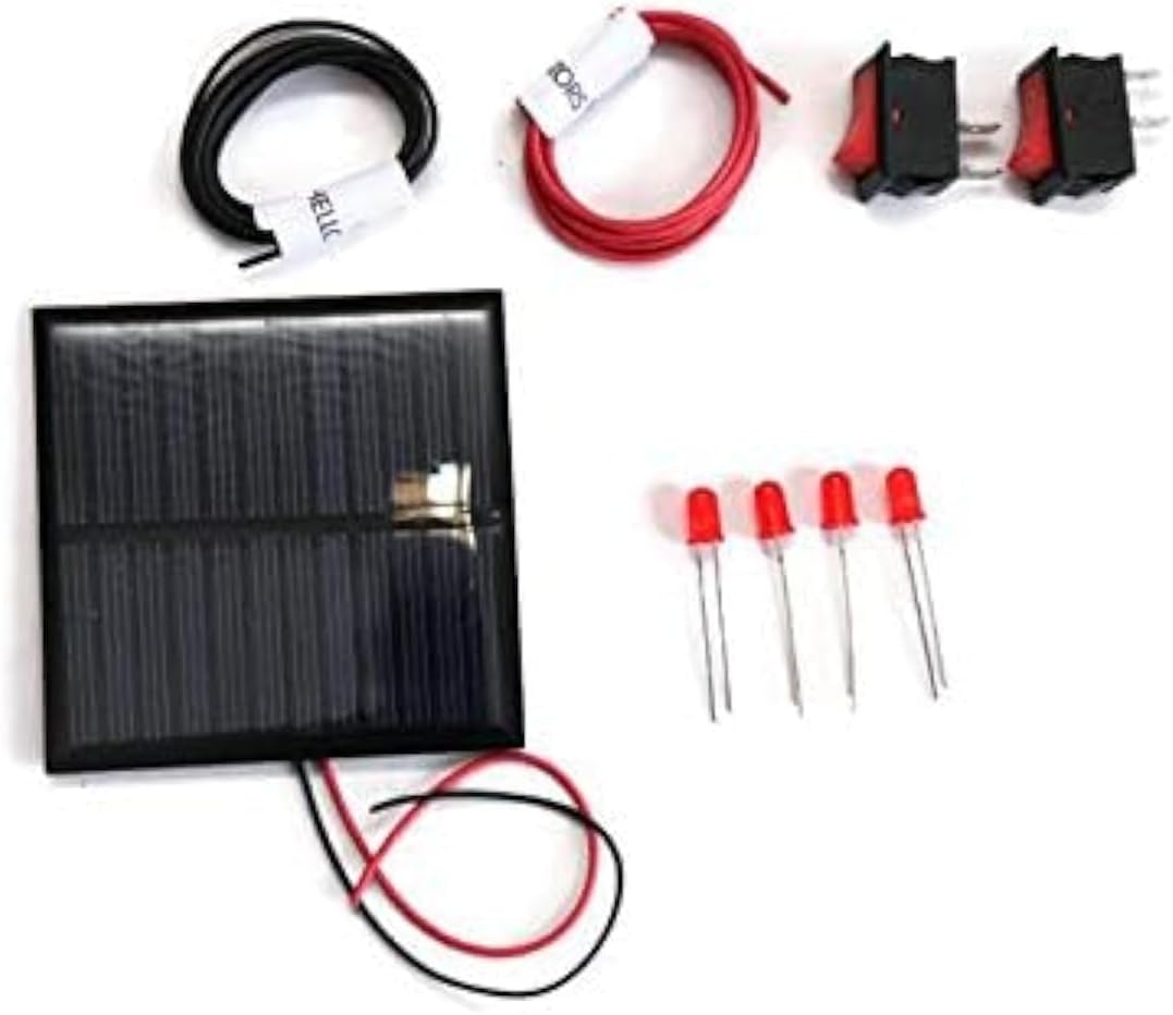 Electronic Spices Solar for DIY, Solar Panel 6v- 100 mah, 70mm*70mm*03mm, Solar Panel in Square Shape, 4 LEDs, 2 ON/Off Switch, 2 Meter Wire