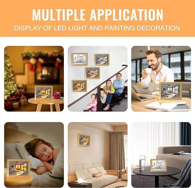 Riveira 3 Color Luminous Lighting Acrylic Wall Art Frame Light & Shadow The Art of Photo Frame, Bedroom Wall Decoration Creative Children's Night Light Decor - (Random Design) 1