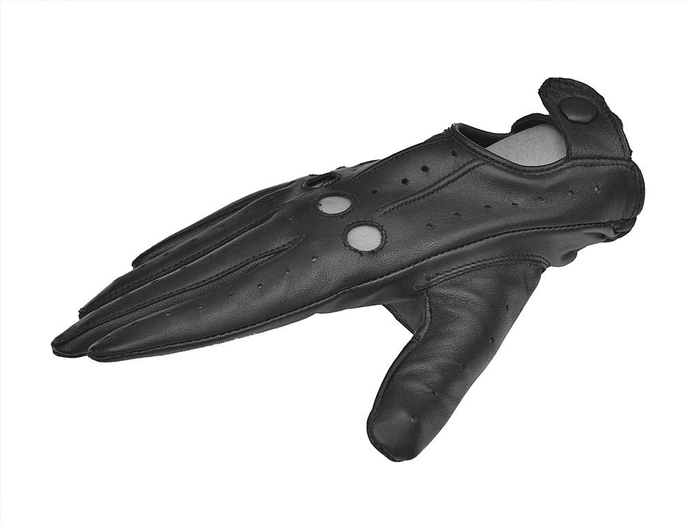 Sheepskin leather driving gloves for Women (Medium, Black)