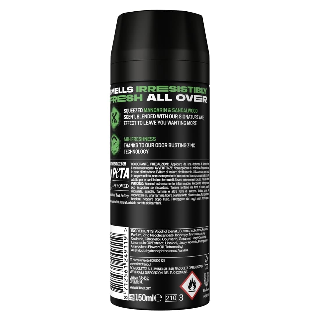 Axe Deodorante Uomo, Axe Africa, Freschezza Fino a 48h di Protezione, Deodorante Spray, Senza Sali di Alluminio, Adatto per Ascelle e Corpo*, Tecnologia Proteggi Odori, 6 Pezzi da 150 ml