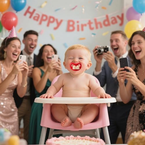 Image of Funny Baby Pacifiers,Mustache Pacifiers for Babies 0-18 Months,Baby Teeth and Vampire Pacifier Funny Pacifiers for Boys and Girls BPA Free